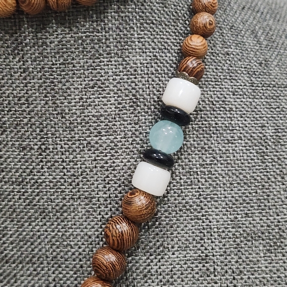 Vintage Handmade Necklace Nepal Buddhist Mala Wood Beads Pendant & Necklace - Picture 5 of 7